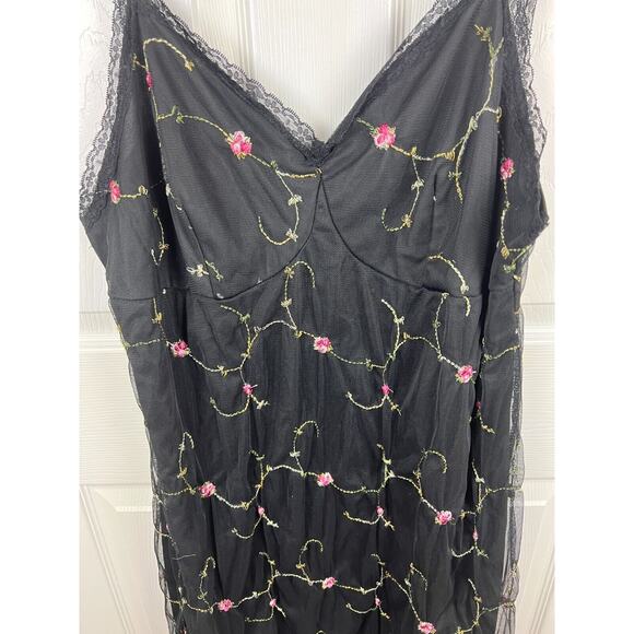 Shein Curve 3XL Black Mesh Floral Overlay Gothic Mini Dress 90s inspired - Picture 5 of 8